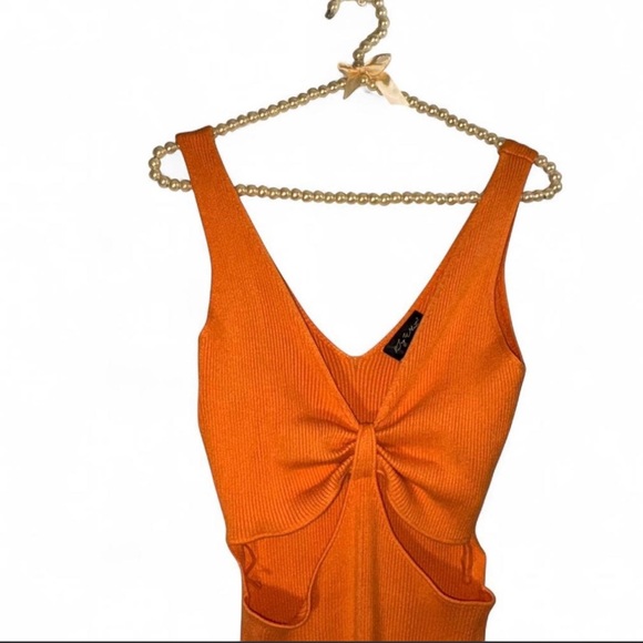 Say What? Orange Twist-Front Midi Dress - Picture 5 of 7